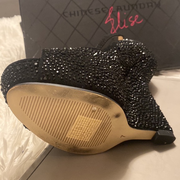 Chinese Laundry Elise Suede Black Crystal Wedge in US 7.0 EUR 37.5 - Picture 13 of 14